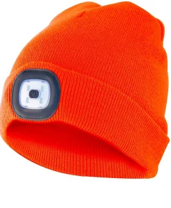 LIGHTHOUSE: Bonnet avec lampe frontale LED rechargeable. Orange