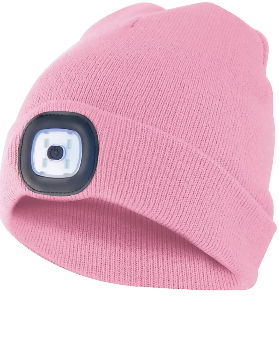 LIGHTHOUSE: Bonnet avec lampe frontale LED rechargeable. Rose