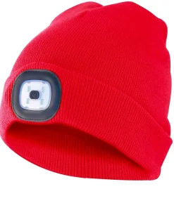 LIGHTHOUSE: Bonnet avec lampe frontale LED rechargeable. Rouge