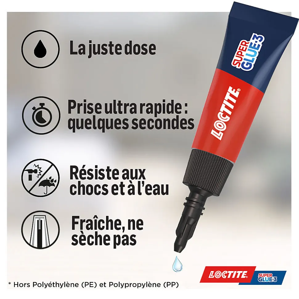 Liquide dose Loctite SG-3P 1g 3 pièces