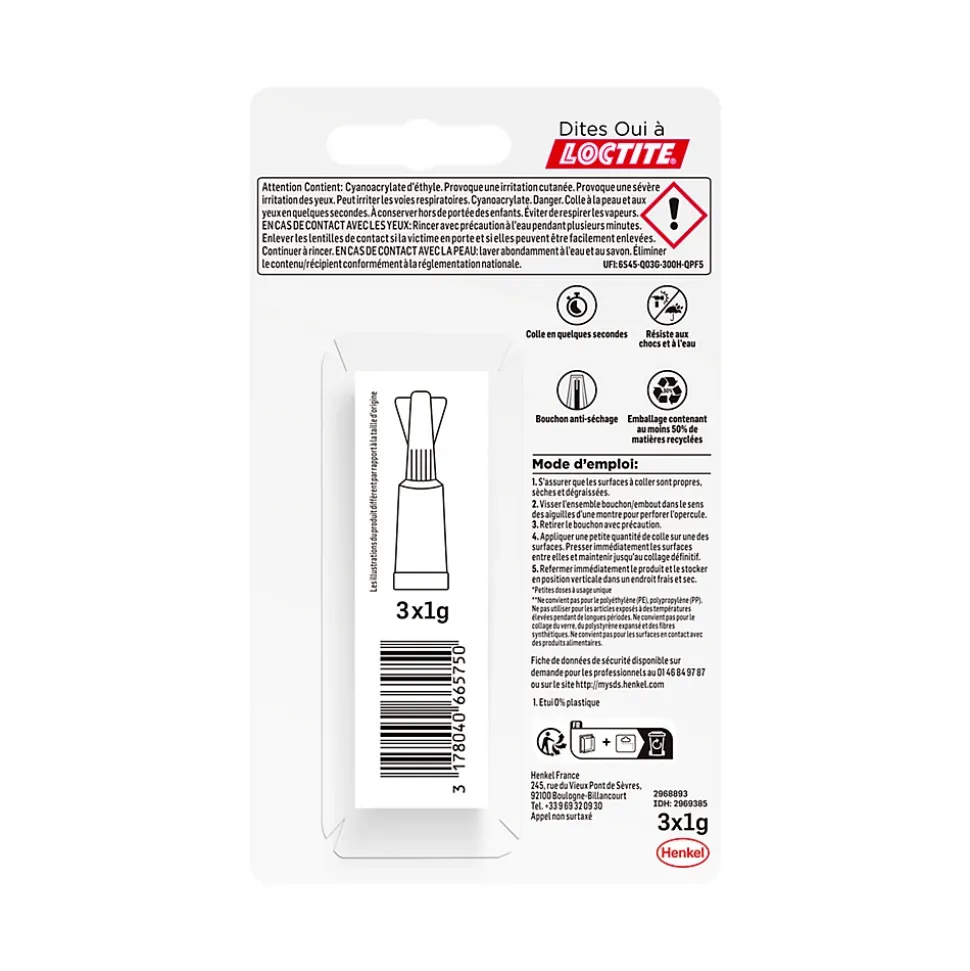 Liquide dose Loctite SG-3P 1g 3 pièces
