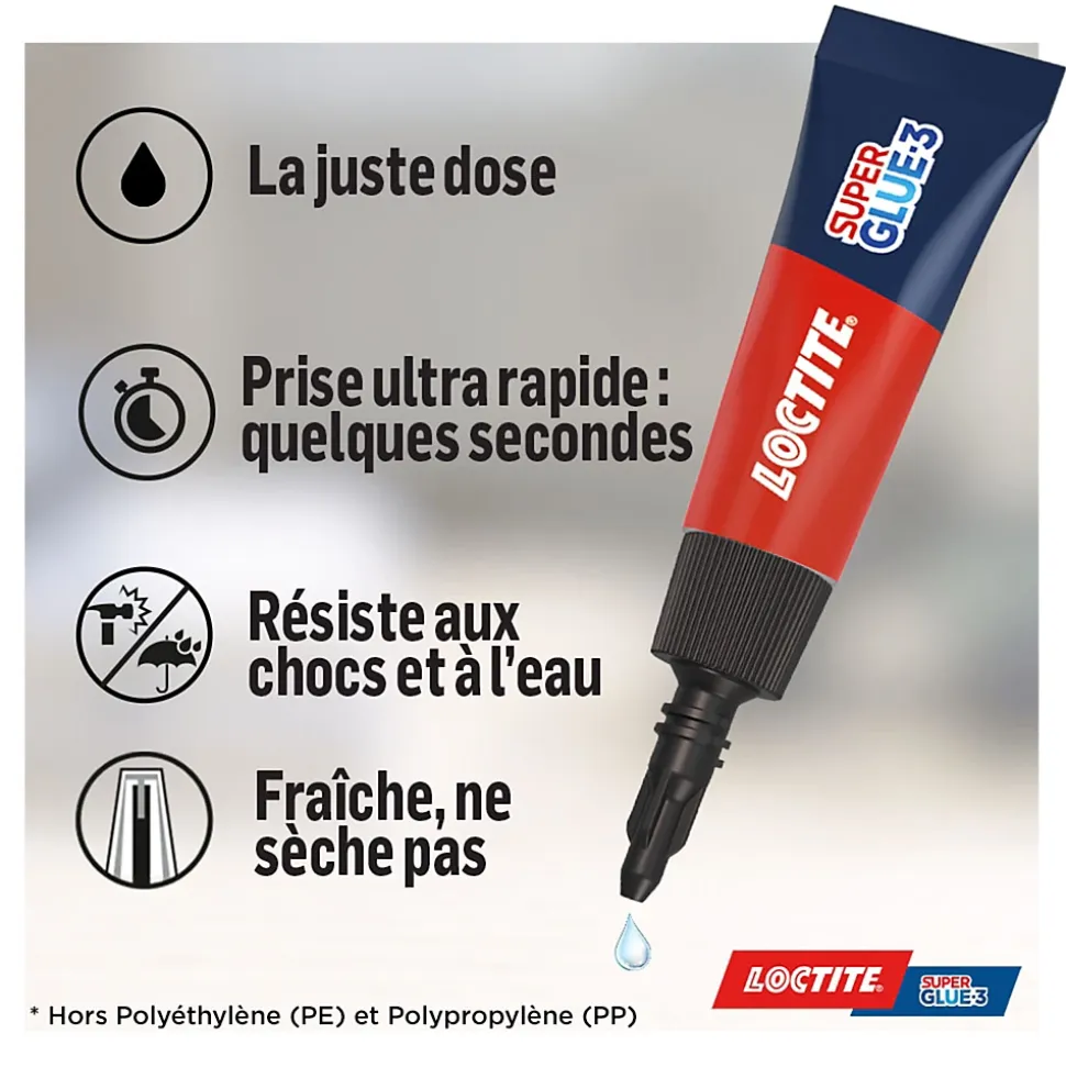 Liquide dose Loctite SG-3P 1g 3 pièces