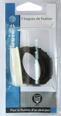 Lot 3 bagues de fixation pour abat-jour pour douille E27 Tibelec blanc noir or Ø48mm