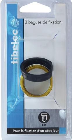 Lot 3 bagues de fixation pour abat-jour pour douille E14 Tibelec blanc noir or Ø35mm