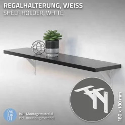 Lot 2 Equerres d'Etagere suspendue support mural en aluminium