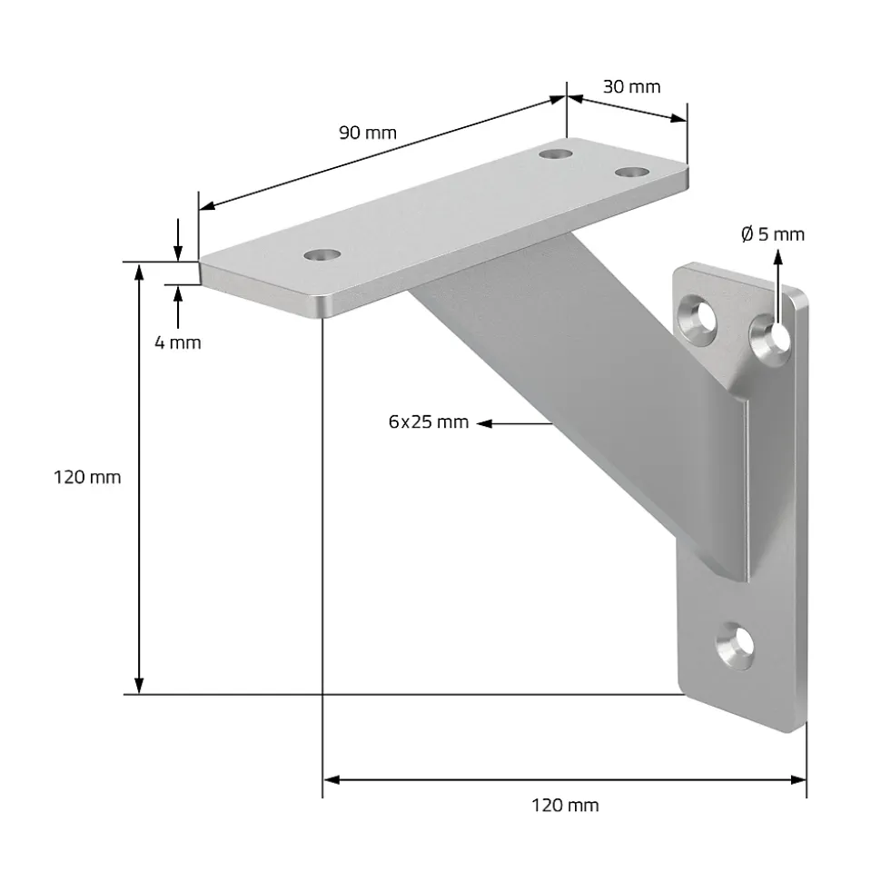 Lot 2 Equerres d'Etagere suspendue support mural en aluminium