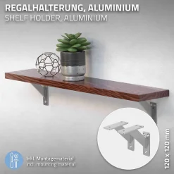Lot 2 Equerres d'Etagere suspendue support mural en aluminium