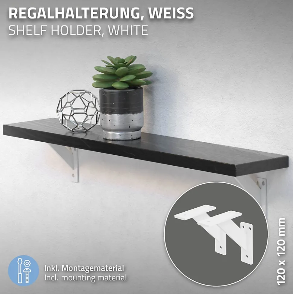 Lot 2 Equerres d'Etagere suspendue support mural en aluminium