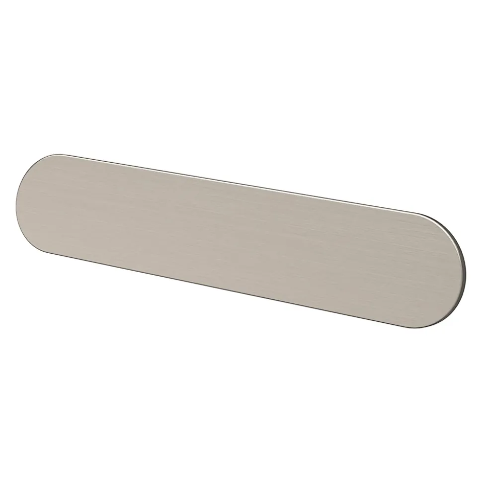 Lot 6 poignées de meuble arrondi GoodHome Minzh aluminium effet nickel satin gris l.121mm x l.25mm x H. 16mm entraxe 96mm