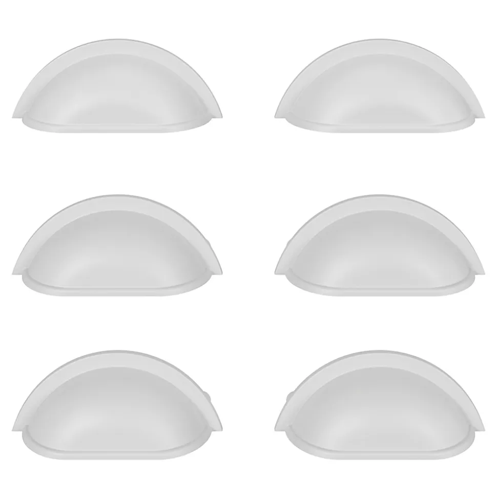 Lot 6 poignées de meuble demi-ronde GoodHome Govlin mat blanc l.81mm x l.30mm x H. 30mm entraxe 64mm