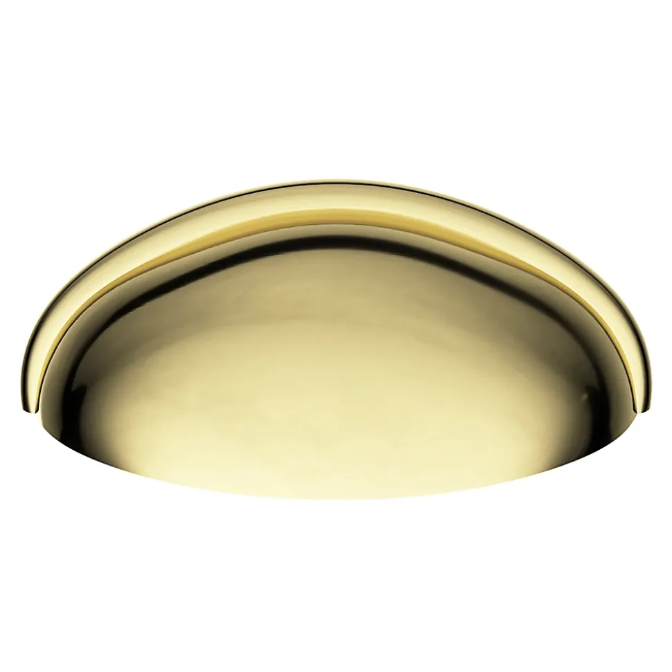 Lot 6 poignées de meuble demi-ronde GoodHome Armel effet laiton doré l.79mm x l.28mm x H. 26mm entraxe 64mm