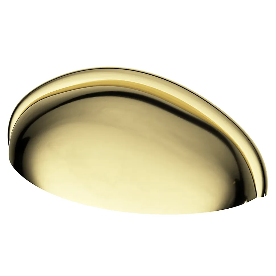 Lot 6 poignées de meuble demi-ronde GoodHome Armel effet laiton doré l.79mm x l.28mm x H. 26mm entraxe 64mm