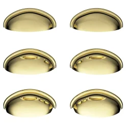 Lot 6 poignées de meuble demi-ronde GoodHome Armel effet laiton doré l.79mm x l.28mm x H. 26mm entraxe 64mm