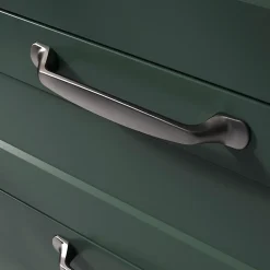 Lot 6 poignées de meuble nœud GoodHome Govlin aluminium effet nickel satin gris l.164mm x l.20mm x H. 24mm entraxe 128mm