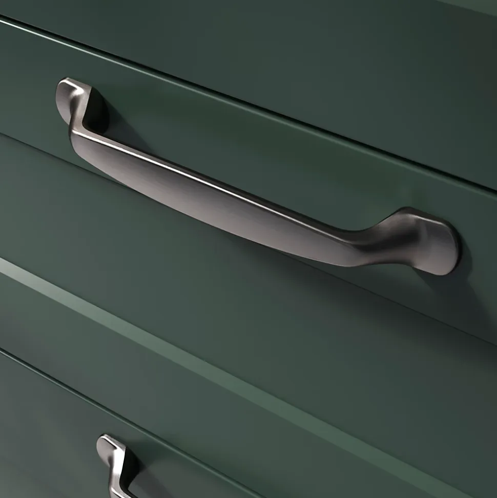 Lot 6 poignées de meuble nœud GoodHome Govlin aluminium effet nickel satin gris l.164mm x l.20mm x H. 24mm entraxe 128mm