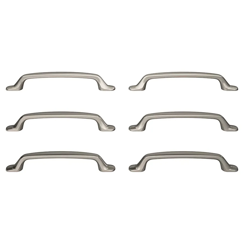 Lot 6 poignées de meuble nœud GoodHome Govlin aluminium effet nickel satin gris l.164mm x l.20mm x H. 24mm entraxe 128mm
