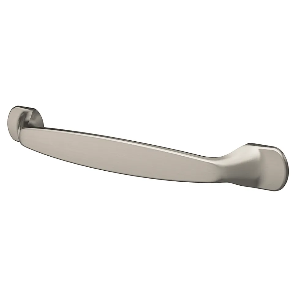 Lot 6 poignées de meuble nœud GoodHome Govlin aluminium effet nickel satin gris l.164mm x l.20mm x H. 24mm entraxe 128mm