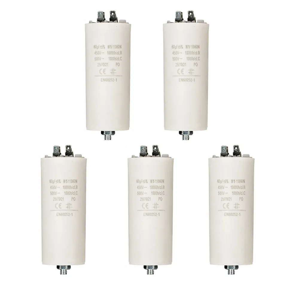 LOT 5 x Condensateur 60MF 60 MF 450V 5060 HZ Condo Moteur Cosses NEDIS