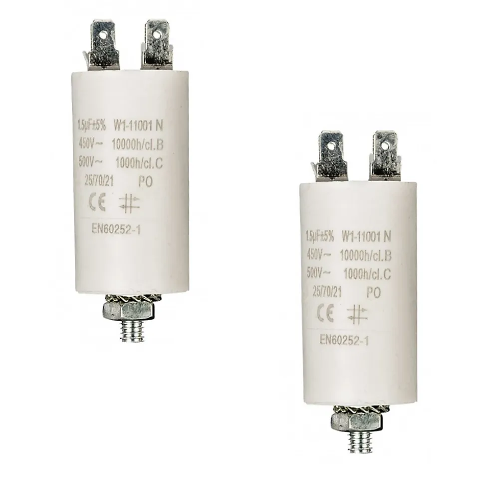 LOT 2 x Condensateur 1.5MF 1.5 MF Cosses Micro Farad 450V Condo Moteur NEDIS