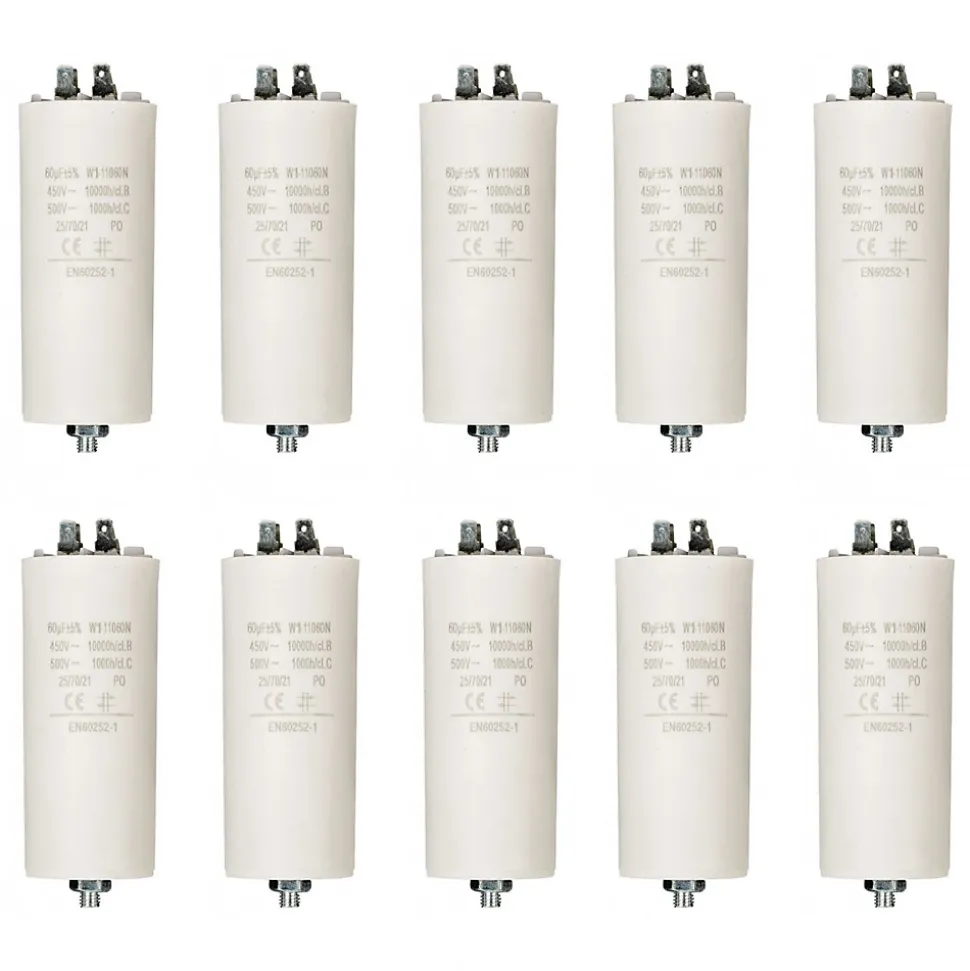 LOT 10 x Condensateur 60MF 60 MF 450V 5060 HZ Condo Moteur Cosses NEDIS