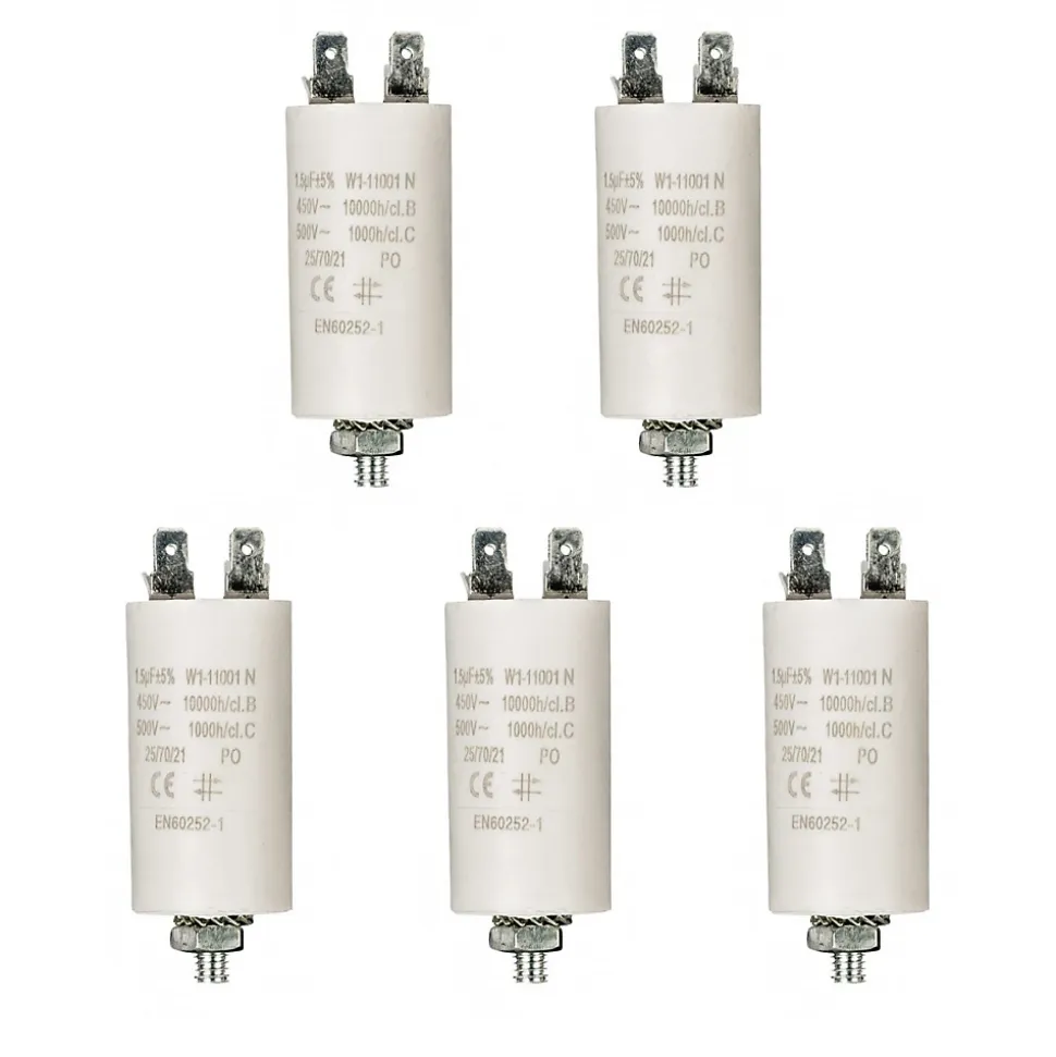LOT 5 x Condensateur 1.5MF Cosses Micro Farad 450V Condo Moteur NEDIS