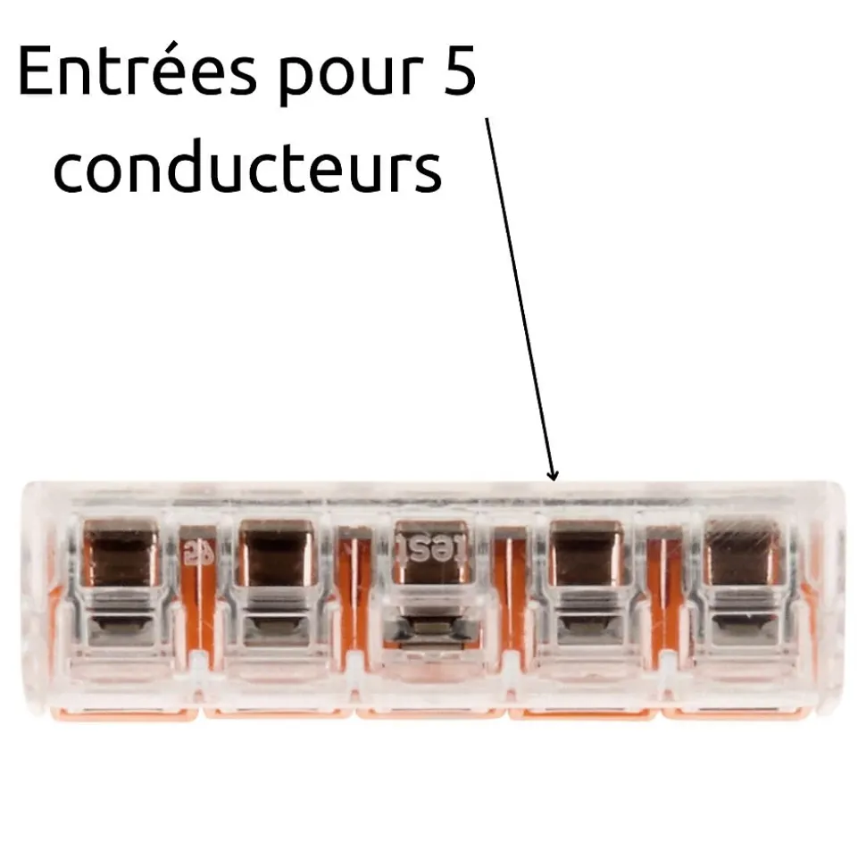 Lot de 3 bornes de raccordement S221 - 5 conducteurs avec leviers 6mm² - Wago