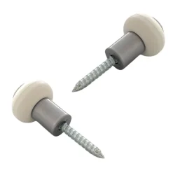Lot de 2 butoirs acier gris et bague amortisseur blanche. Diamètre 30mm & hauteur 37mm. MADE IN FRANCE