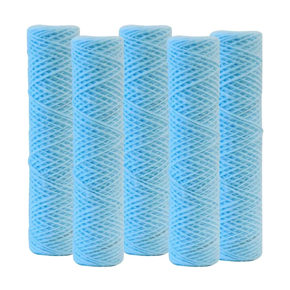 Lot de 5 Cartouches Bobinée Filtre à Eau Anti Sédiments 9 pouces 3/4 - 5 microns Compatibles Filtre 10 pouces