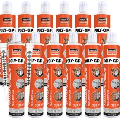 Lot de 12 cartouches de Scellement chimique POLY-GP ton gris SIMPSON
