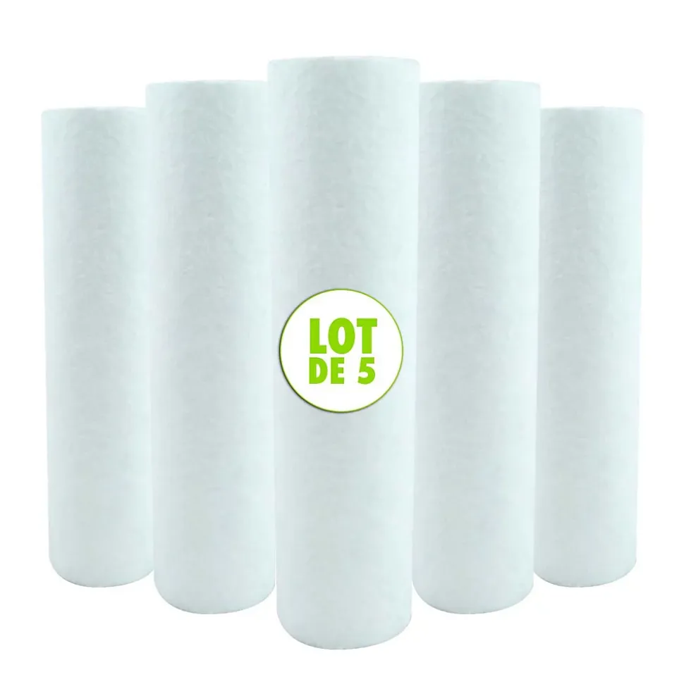 Lot de 5 Cartouches Filtrante Anti Sédiments Microfibre 9 pouces 3/4 - 5 microns Fabriquées en France