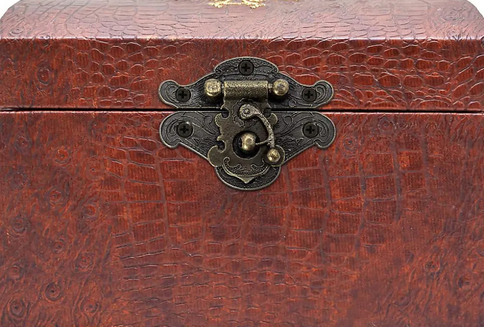 Lot de 4 charnières à loquet en bronze antique sculpté pour boîte à bijoux vintage, style rétro