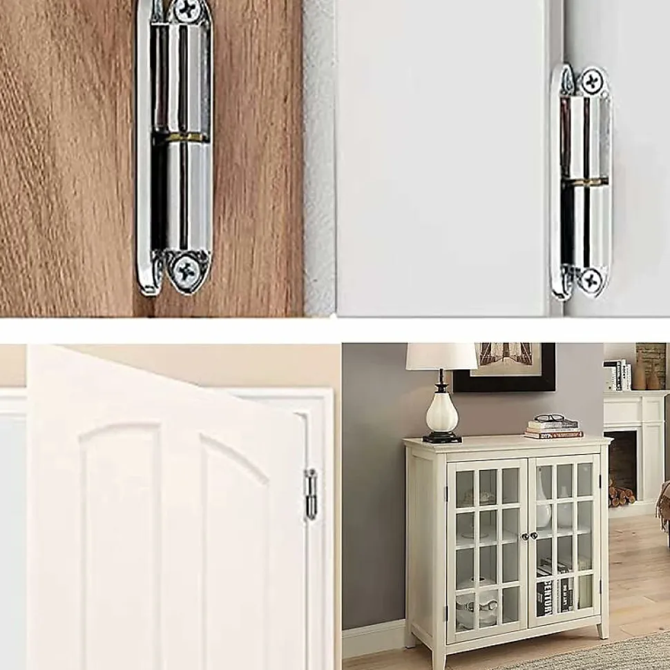 Lot de 2 charnières à visser en acier inoxydable pour portes, boîtes, abris de jardin, fenêtres, 80 mm