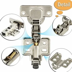 Lot de 8 charnières de porte d'armoire de cuisine en acier à 110 degrés, fermeture lente, clip de 35 mm