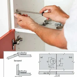 Lot de 8 charnières de porte d'armoire de cuisine en acier à 110 degrés, fermeture lente, clip de 35 mm