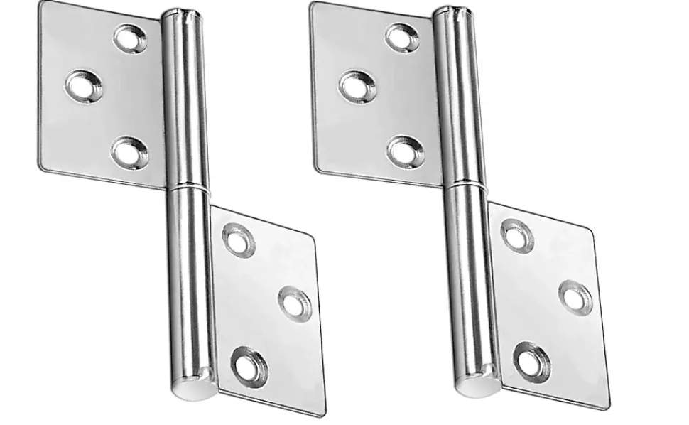 Lot de 2 charnières de porte battante en acier inoxydable, pliables et amovibles, avec vis, 75 x 30 mm