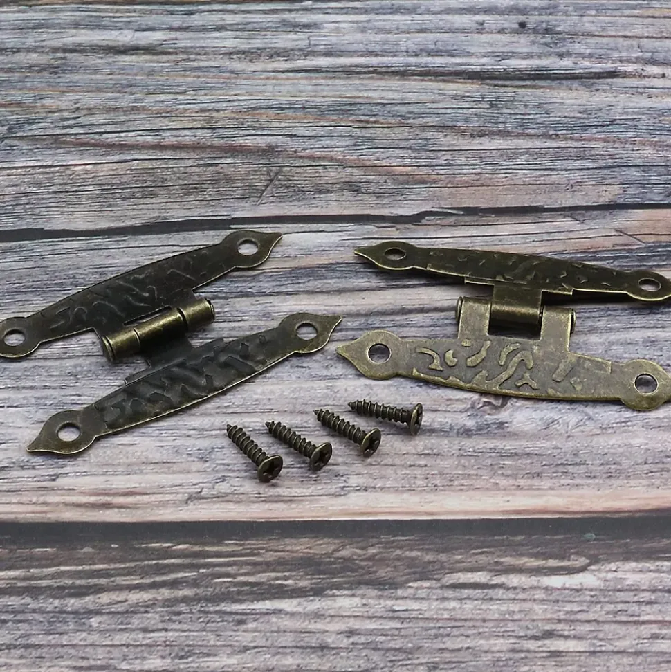 Lot de 10 charnières métalliques vintage avec vis, charnières antiques en forme de H, bronze