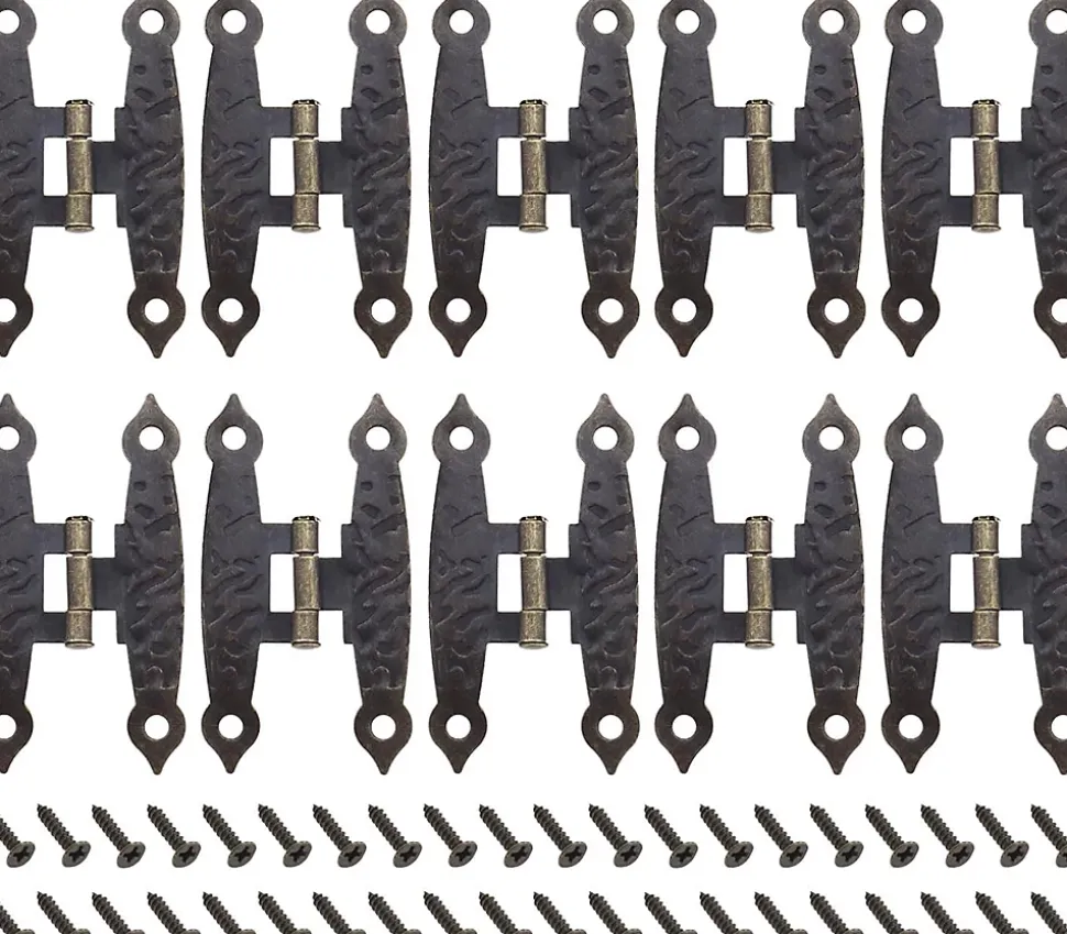 Lot de 10 charnières métalliques vintage avec vis, charnières antiques en forme de H, bronze