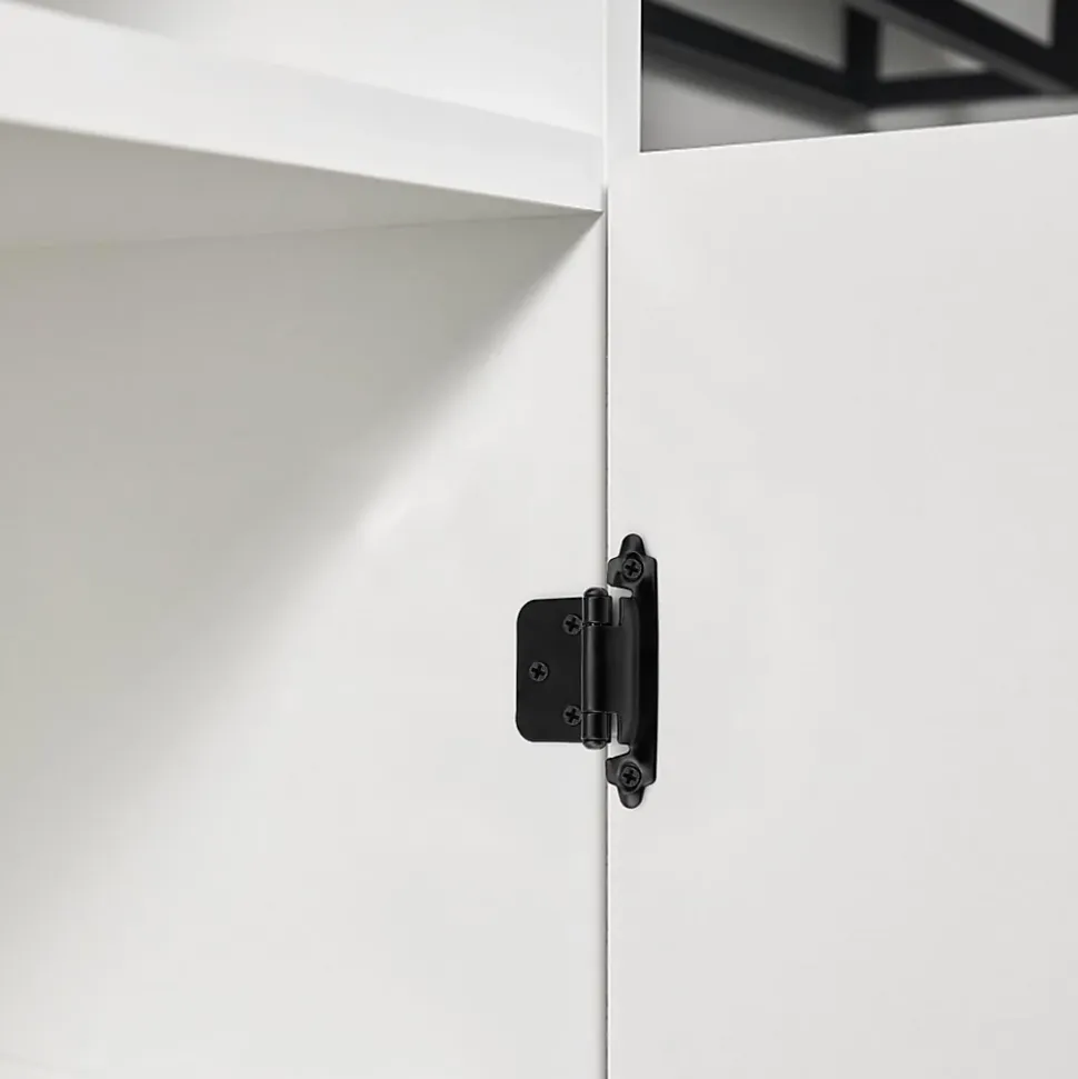 Lot de 8 charnières métalliques noires, épaisseur 1,5 mm, pour porte d'armoire, avec 40 vis