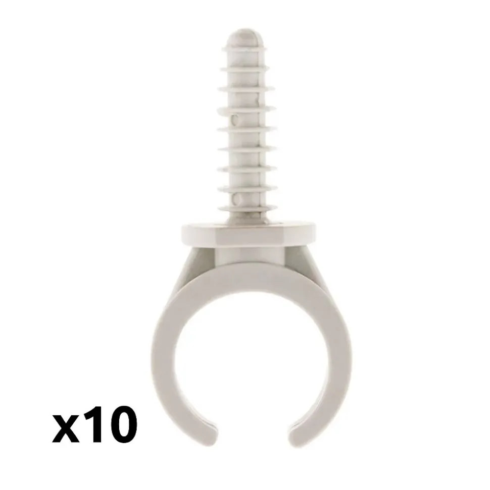 Lot de 10 clips avec chevilles diamètre 25mm - Gris - Zenitech