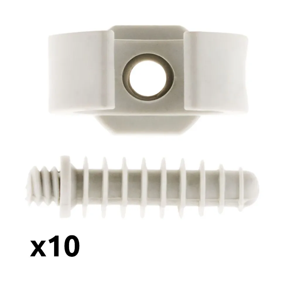 Lot de 10 clips avec chevilles diamètre 25mm - Gris - Zenitech