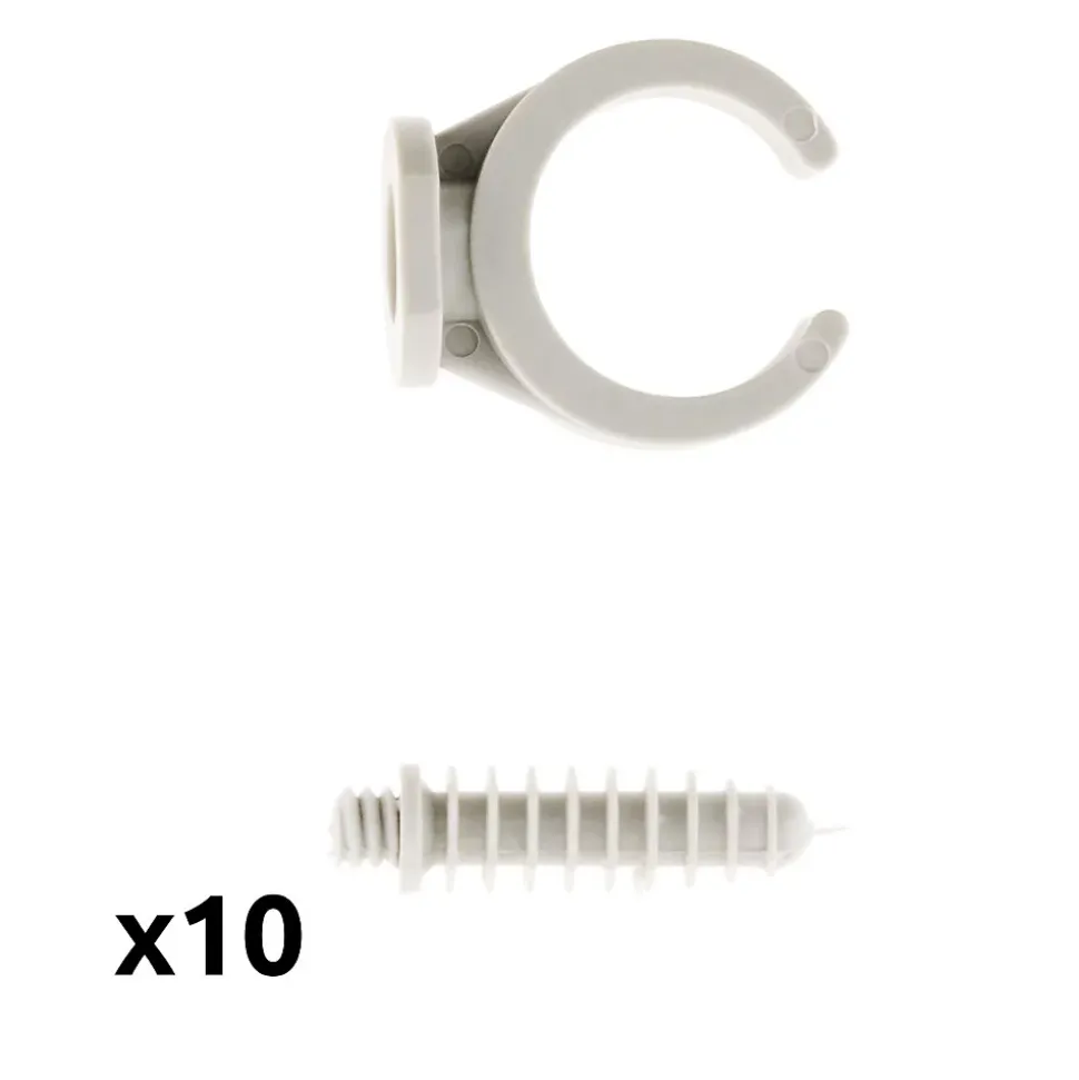 Lot de 10 clips avec chevilles diamètre 25mm - Gris - Zenitech