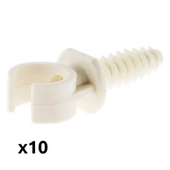 Lot de 10 clips avec chevilles diamètre 16mm - Blanc - Zenitech