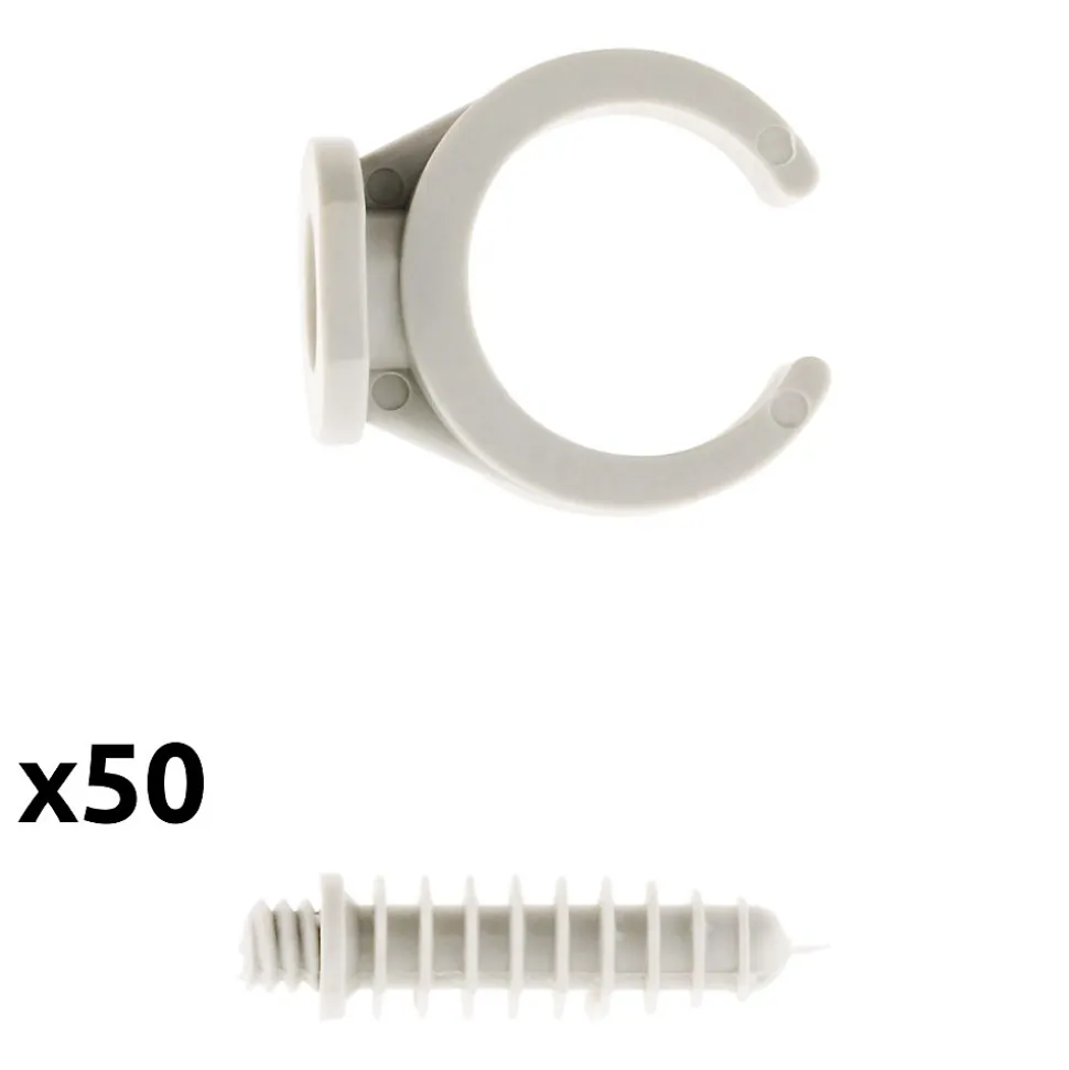 Lot de 50 clips avec chevilles diamètre 20mm - Gris - Zenitech