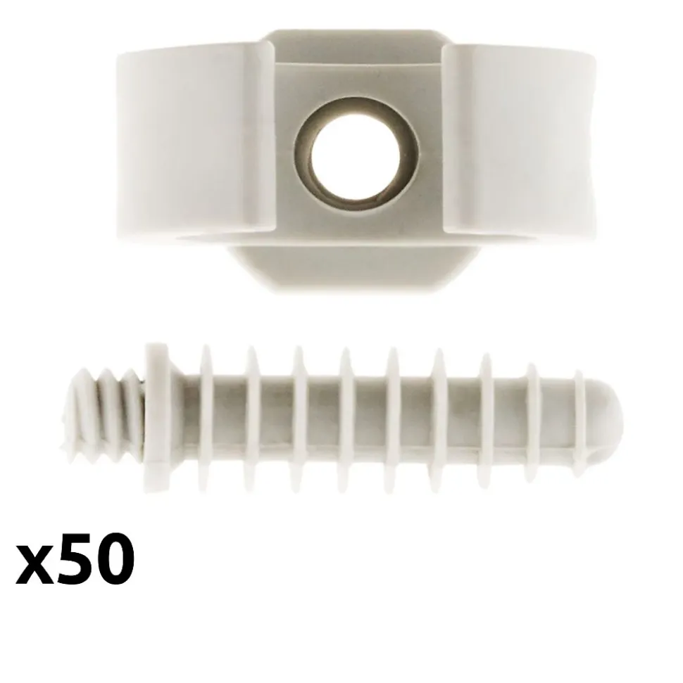 Lot de 50 clips avec chevilles diamètre 20mm - Gris - Zenitech