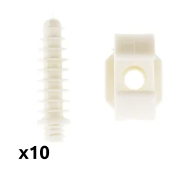 Lot de 10 clips avec chevilles diamètre 20mm - Blanc - Zenitech