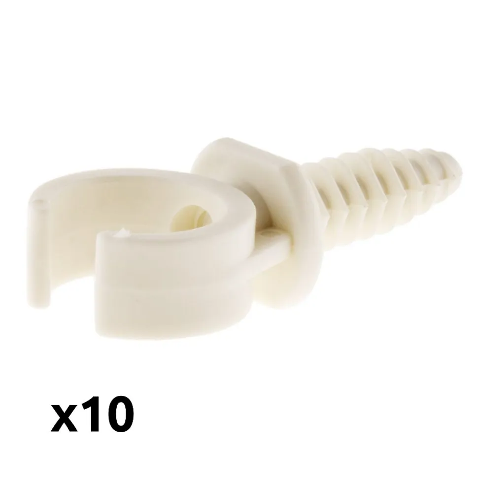 Lot de 10 clips avec chevilles diamètre 20mm - Blanc - Zenitech