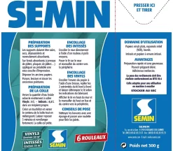 Lot de 3 Colle en Poudre pour Papiers Peints Vinyls et Intissés Semin, Boite de 300 g