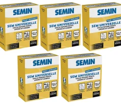 Lot de 5 Colles en Poudre pour Papiers Peints Légers et Lourds Semin, Boite 250 g