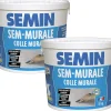 Lot de 2 Colles pour Toiles de Verre et Revêtements Muraux Légers Semin Sem Murale, Prêt à l'Emploi, Seau 5 kg