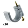 Lot de 20 crochets fixation diamètre 20mm - Gris - Zenitech